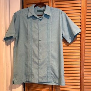 Cubavera Men's Sky Blue Casual Button Down Shirt Medium Beach tropical resort